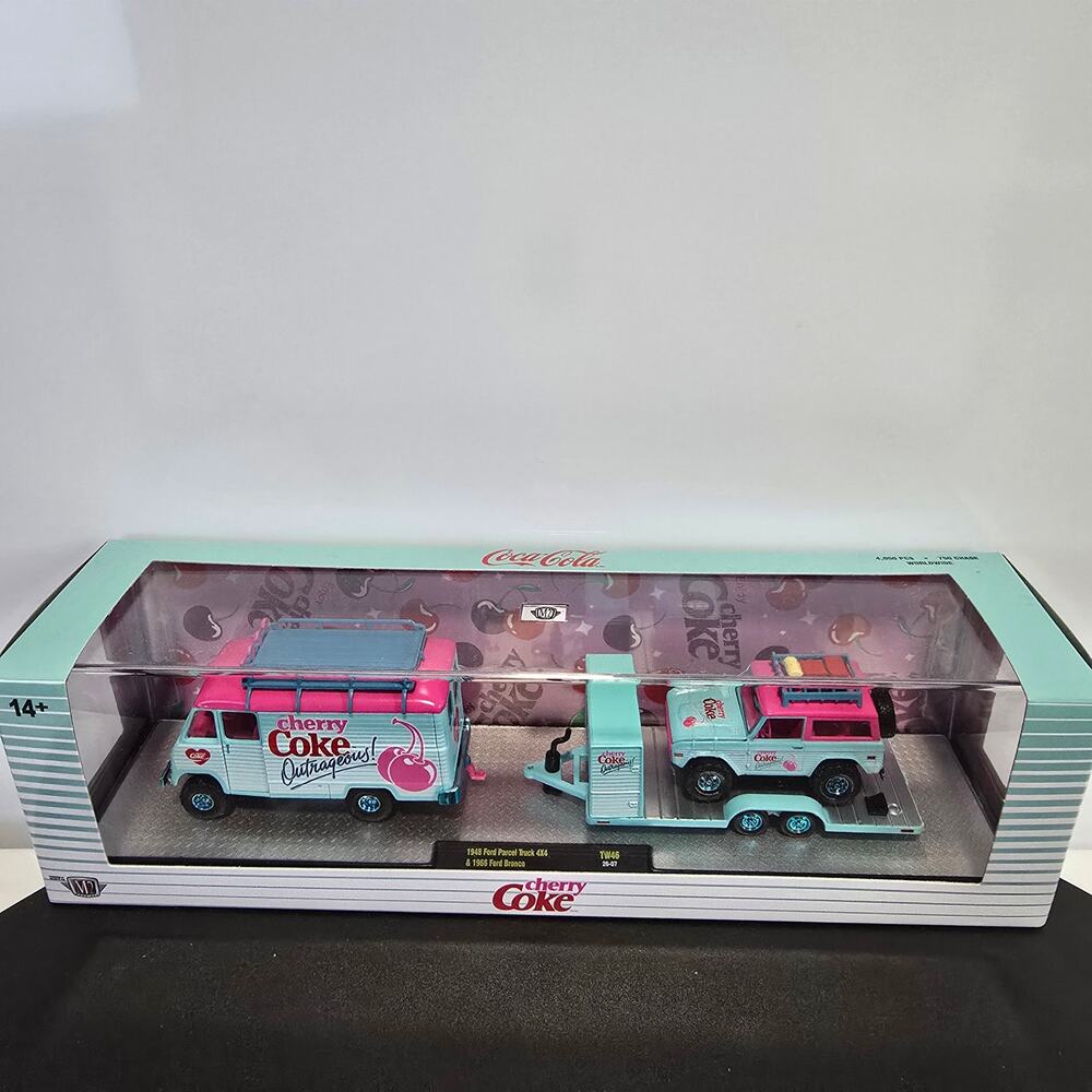 NEW CHASE M2 Machines Cherry Coke 48 Ford Parcel Truck 4X4 & 66 Ford Bronco TW46